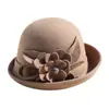 Rongmei 2026 Nuevo Sombrero Clásico Hepburn Transfronterizo con Ala Curva, Sombrero de Mezcla de Seda y Lana, Elegante Sombrero de Estilo Francés