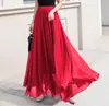 Estación Independiente Comercio Exterior de Amazon Ropa para Mujer Primavera y Verano Europeo y Americano Nuevo Falda Larga de Gasa Color Sólido para Mujer Cintura Alta Gran Oscilación