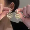 Super Estilo Fada~ Brincos de Pérola com Franja de Zircônia Dupla Face, Doce e Elegantes, Brincos Dinâmicos e de Alta Qualidade Estilo Francês com Temperamento Único