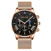 Reloj de Negocios para Hombre Transfronterizo Nuevo Simple Falso Tres Ojos Hebilla Oculta Personalizada Malla Casual Calendario Reloj de Cuarzo