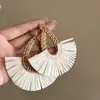 Estilo Férias~Brincos de Saia de Rattan para Mulheres, Brincos de Estilo Étnico Retrô, Novos Brincos Exagerados para Praia 2025