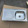 Fregadero de cocina de acero inoxidable, lavabo para platos, material de acero inoxidable 201, doble cubeta, trefilado de alambre de arena perlada