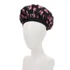 Gorro de dormir de satén con estampado de seda para niños, alta elasticidad, gorro redondo de ala ancha, protección para el cabello a prueba de viento, gorro de secado