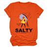 Estación Independiente de Ebay Europea y Americana Ropa Casual y Cómoda para Mujer Salada Todo Allí Sabores Camiseta de Manga Corta con Cuello Redondo
