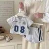 Conjunto de Dos Piezas de Verano para Niños: Camisa Polo y Pantalón de Chándal, Ropa Fresca de Moda para Bebés, Conjunto de Top y Shorts Estilo Academia para Niños