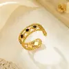 Comercio exterior transfronterizo europeo y americano anillo de corazón con líneas irregulares de acero inoxidable anillo abierto ajustable de nicho de alta gama joyería para manos
