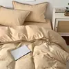 Funda nórdica de algodón 100% teñido en hilo lavado, grado A para maternidad e infantil, borde de concha de algodón puro, sábana de cama de tacto de alta gama, juego de tres piezas para estudiantes