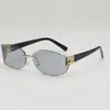 Nuevas gafas de sol cuadradas sin montura y curvadas Y2K, populares en la fotografía callejera europea y americana, gafas de sol de alta gama para mujer