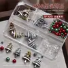 Decoraciones Navideñas para Uñas Copo de Nieve Blanco Decoración Navideña Árbol de Perlas Adornos de Resina para Uñas Pequeños Accesorios Caja de 6 Compartimentos