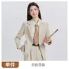 Conjunto de dos piezas de estilo universitario para otoño e invierno, chaqueta de traje profesional de manga larga y pantalones de pierna ancha para mujer, venta al por mayor transfronteriza