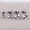 Metal Thread Moda Feminina Coreana 4-Garra Zircônia Titânio Aço Simples Brincos Pequenos Brincos Orelha Unha Orelha Osso Unha