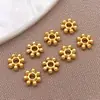 Cuentas sueltas de cobre chapado en oro de 18 quilates, separadores en forma de OVNI, cuentas redondas roscadas para pulsera y collar DIY hechos a mano, accesorios de joyería