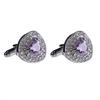 Lujo ligero incrustado de diamantes mancuernillas para camisa aleación de zinc para hombre amor diamante completo piedra blanca mancuernillas para camisa