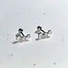 Aretes de Plata S925 Nalan Lluvia de Meteoros Estilo Ins Simple Forma de Arco Circonita Muy Brillante Aretes de Rosca G9405