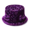 Boina cálida de otoño e invierno para mujeres mayores, sombrero de abuela moderno y grueso, sombrero tipo cubo de terciopelo dorado