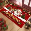 Alfombra de Piso de Terciopelo de Cristal Navideño Papá Noel Alfombra Absorbente de Agua para Baño Alfombra para Entrada de Inodoro Decoración Festiva Alfombra Resistente al Desgaste