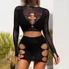 Lencería Sexy Comercio Exterior Estilo Europeo y Americano Sexy Negro Hueco Cadera Falda Malla Jacquard Transparente K252