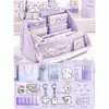 Conjunto de material escolar roxo com tema de filhote para volta às aulas, incluindo um estojo e uma variedade de suprimentos escolares, um presente criativo para estudantes