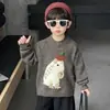 Suéter Infantil Redondo com Estampa de Floco de Neve e Coelho Outono/Inverno 2026 Novo Estilo Unissex Kids Versátil Malha Camada Base Top