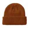 Gorros de Punto Cálidos para Otoño e Invierno, Logo Bordado Personalizado, Gorro de Punto de Color Sólido, Gorro de Punto Retro, Gorro de Cúpula a Prueba de Frío