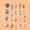 Conjunto de 21 Pingentes e Acessórios Pequenos de Concha de Prata Antiga, 21 Estilos, 1 de Cada, cerca de 27g Por Conjunto