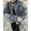 Gola alta com zíper e ombreira antiga, casaco jeans masculino de alta qualidade, estilo rufião, primavera e outono, design de jaqueta americana lavada, senso