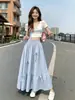 Falda Larga Estilo Japonés de Lujo Ligero de Gama Alta para Figuras Menudas, Verano Línea A Estilo Miu Ajustada a la Cadera Fluida Falda Nueva