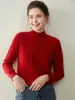 Suéter de Cachemir Grueso de Cuello Alto Medio para Mujer Otoño e Invierno 2025 Jersey de Punto Trenzado de Siete Puntos Holgado Versátil