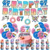 Seis Siete67 Set de Fiesta de Cumpleaños de Donas y Helados Pancarta de Cumpleaños Colgante de Bandera Espiral Decoración