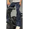 Pantalones rectos relajados de cuadros azul marino transfronterizos para hombre, de corte holgado, ligeros, de pierna ancha para fitness, deportes y uso casual