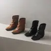 Primeiro Encontro Temporada Salto Grosso Retrô Estilo Europeu e Americano Botinha Calça Boot Botas Curtas Botas Martin Femininas Outono e Inverno