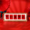 Año del Caballo Bendición de Año Nuevo Carácter Decoración de Escritorio Rojo Pantalla Texto de Caligrafía DIY Tira Horizontal Cuadrícula Papel Cartulina Marco de Fotos