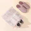 Bolsa con cordón de cereza con estampado de dibujos animados, bolsa portátil de almacenamiento de zapatos para viaje, bolsa de zapatos a prueba de polvo de alta estética, bolsa de almacenamiento práctica