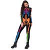 Novo Produto de Halloween Europeu e Americano de 2024 Fantasias Inteiras Coloridas com Estampa de Esqueleto Humano para Carnaval e Role-Playing Masculinas e Femininas