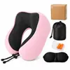 Almofada de pescoço de espuma de memória para viagem Amazon, travesseiro de suporte para pescoço em forma de U, portátil e dobrável para aviões