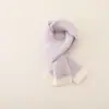 Bufanda de punto lisa de dos tonos para niños, calentador de cuello de otoño e invierno con guantes, conjunto suave y cálido de dos piezas para niños y niñas
