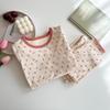 Pijama para Niños y Niñas Categoría a Primavera y Otoño Cuello Redondo Dibujos Animados Set de Ropa Interior Bebé 280g Lana Pull-Up Ropa para el Hogar