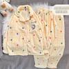 Pijama Feminino Lã Coral Outono Desenho Animado Fofo Flanela Feminina Coreano Espessado Cardigan Conjunto de Roupa para Casa de Inverno