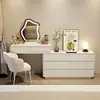 Estilo Cream Ultra-fino Muito Estreito 30cm Penteadeira Fim de Cama do Quarto Mesa Cosmética Muito Estreita Gabinete de Armazenamento Gabinete de Seis Gavetas Integrado