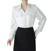 Camisa Branca de Manga Longa Estilo Francês para Mulheres 2026 Outono Novo Design Chique Top