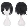 Cos universal anti-warped peruca cabelo curto 30cm preto cosplay fumaça rosa estudante fake fabricantes de cabelo atacado cross-border