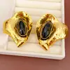 Pendientes Ovalados de Resina Geométrica Aguja de Plata, Estilo Europeo y Americano, Pendientes Exagerados de Personalidad de Nicho, Pendientes de Lujo Ligero de Gama Alta para Mujer