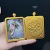 Nuevo Colgante de Collar Thangka de Guanyin de Oro Coloreado Pintado a Mano de Alta Gama con Cuerda Colgante del Dios de la Riqueza Amarillo Accesorios para Mujer Colgante