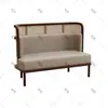 Restaurante estilo retro mesa y sillas de restaurante tejidas de ratán mesa de comedor redonda personalizada para recepción de lobby de hotel silla de ratán sofá cabina venta al por mayor