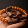 Pulsera de Cuentas de Buda de Círculo Único Bodhi Raíz de Bodhi Blanca Desgastada Semilla Envejecida Cuentas Dzi Accesorios Pulseras para Hombres y Mujeres