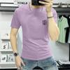 Marca de Moda Camiseta de Manga Corta para Hombre Explosivo 2025 Nueva Moda de Verano Casual Estampada Manga Media Cuello Redondo