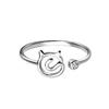 Lindo anillo de gatito versión coreana de plata s925 chapada en circonita temperamento anillo fresco anillo de cola suministro de comercio electrónico
