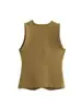 Ropa Europea y Americana Moda Otoño e Invierno 2024 Chaleco de Punto con Cuello en V sin Mangas de Botones Solapa Bolsillo Pantalones Color Puro Chaleco