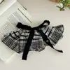Pinza para el pelo de lazo con falda de cuadros retro, pinza de resorte estilo universitario para la parte trasera de la cabeza, accesorio para el cabello versátil estilo coreano