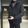 Jaqueta de Penas Masculina de Inverno Nova Versátil Casaco de Penas com Capuz Moda de Luxo Leve Tendência